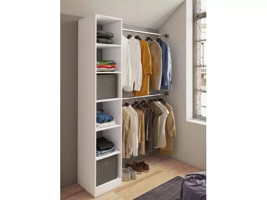 VCM bois Armoire ouverte dressing penderie penthouse étagère Dacho lll (blanc)