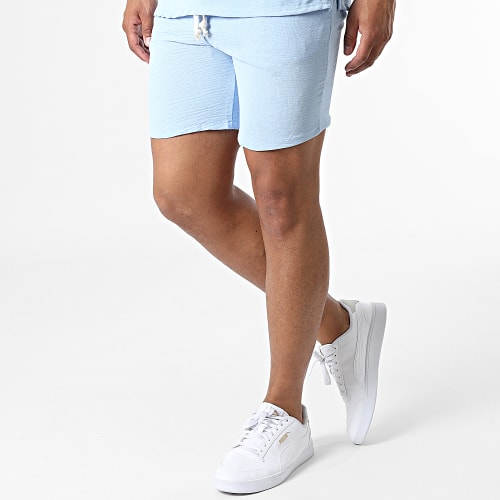 Ensemble Chemise Manches Courtes Et Short Jogging UY857 Bleu Ciel