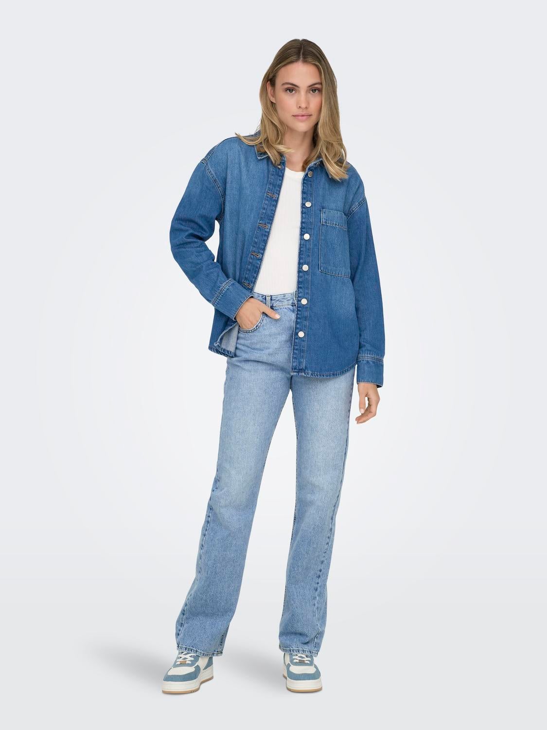 ONLBILLIE Hohe Taille Gerade geschnitten Jeans Light Blue Denim