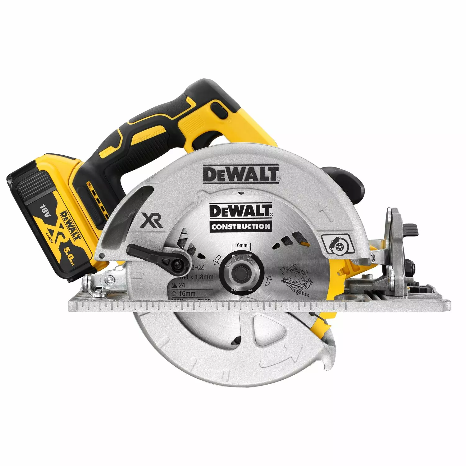 DeWALT DCS572P2-QW 18V Li-ion XR Accu cirkelzaag set (2x 5.0Ah) in koffer - 184 mm