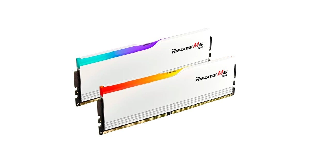 G.Skill32 GB DDR5-6000 Kit werkgeheugen  (Wit, F5-6000J3238F16GX2-RM5RW, Ripjaws M5 RGB, XMP)