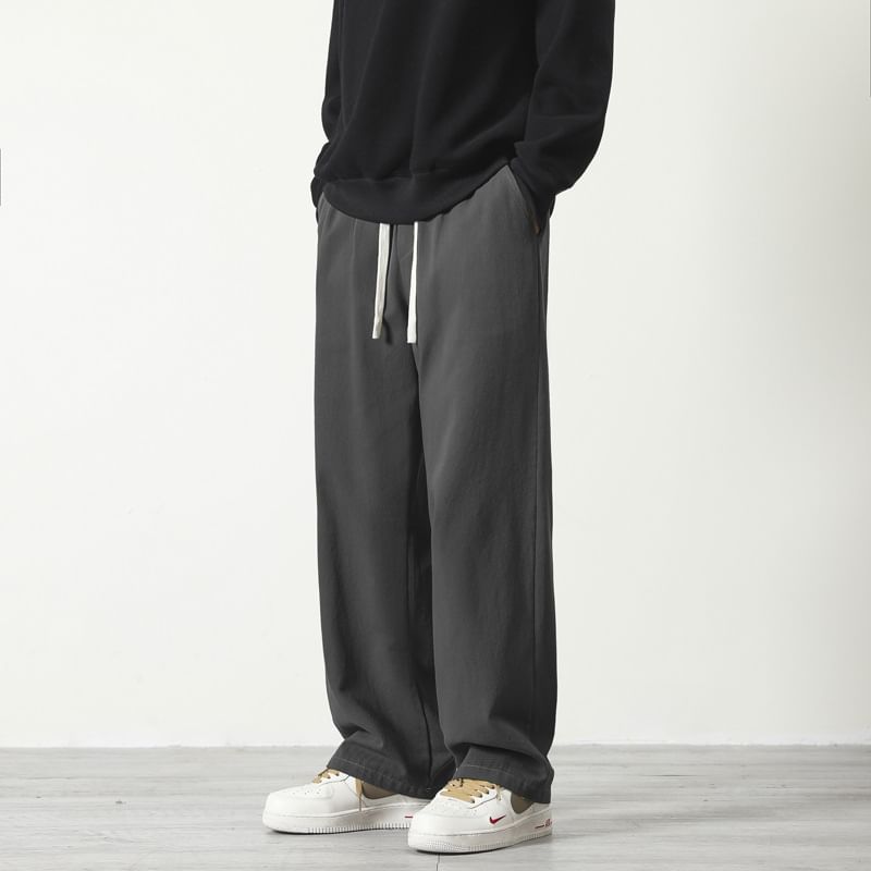 Denimic - Effen losse broek met trekkoord in de taille