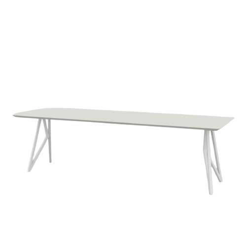 Studio HENK tafel Butterfly Rechthoekig - wit frame, HPL Fenix bianco kos 200 x 90 | HPL Fenix Bianco Kos | Verjongde Rand | Frame Wit
