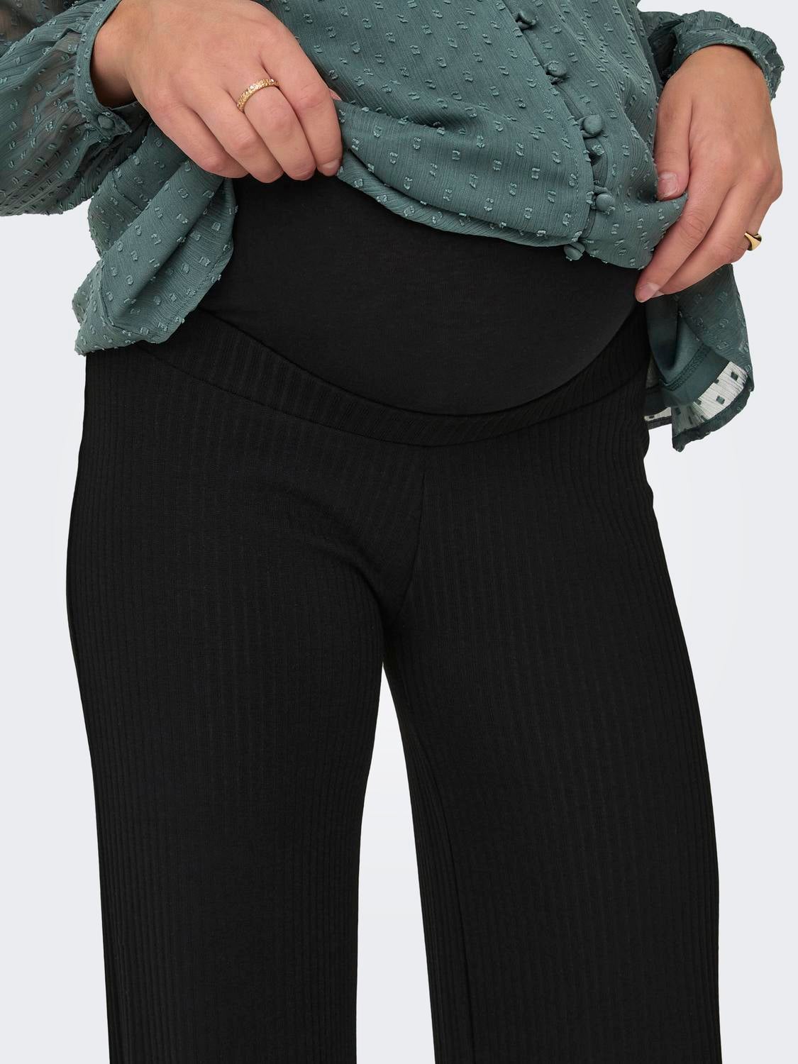 OLMEMMA Hohe Taille Normal geschnitten Hose mit weitem Beinschnitt Black