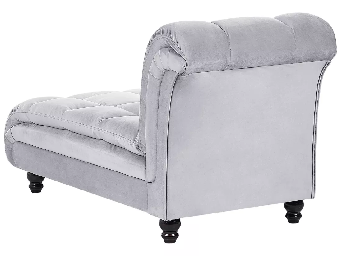 Chaise longue côté droit en velours gris clair LORMONT