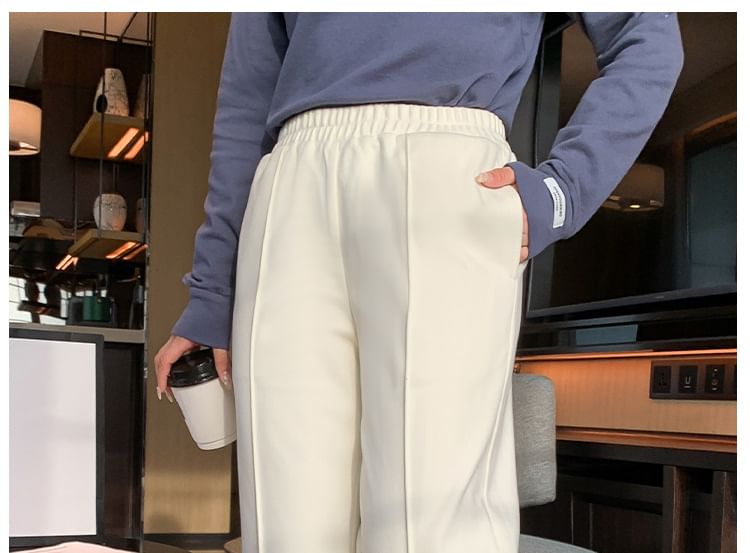Appelsin - Hoge taille effen rechte joggingbroek