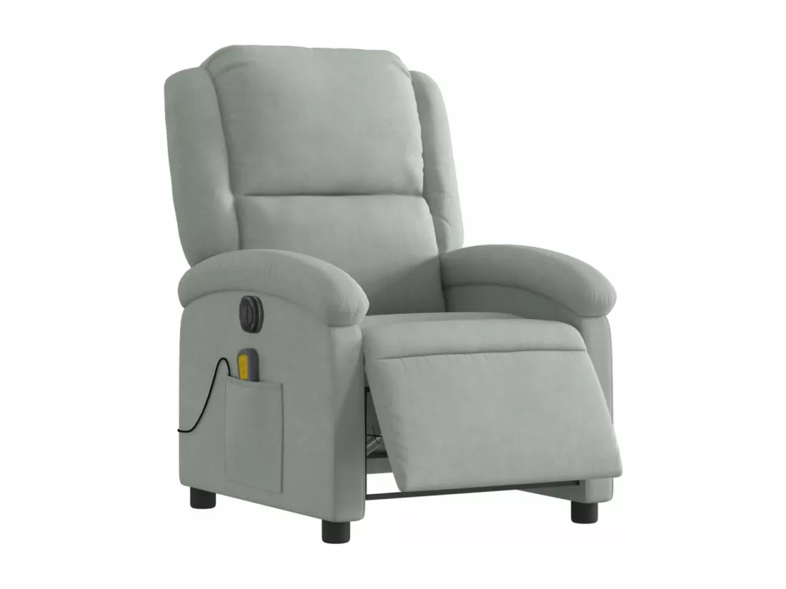 Fauteuil inclinable électrique massant gris clair velours