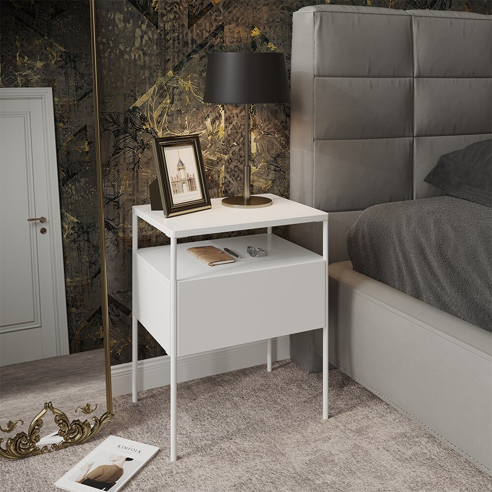 Vicco Nachtschrank Mira Weiß 40 x 50 cm Schublade Ablage Nachtkommode modern