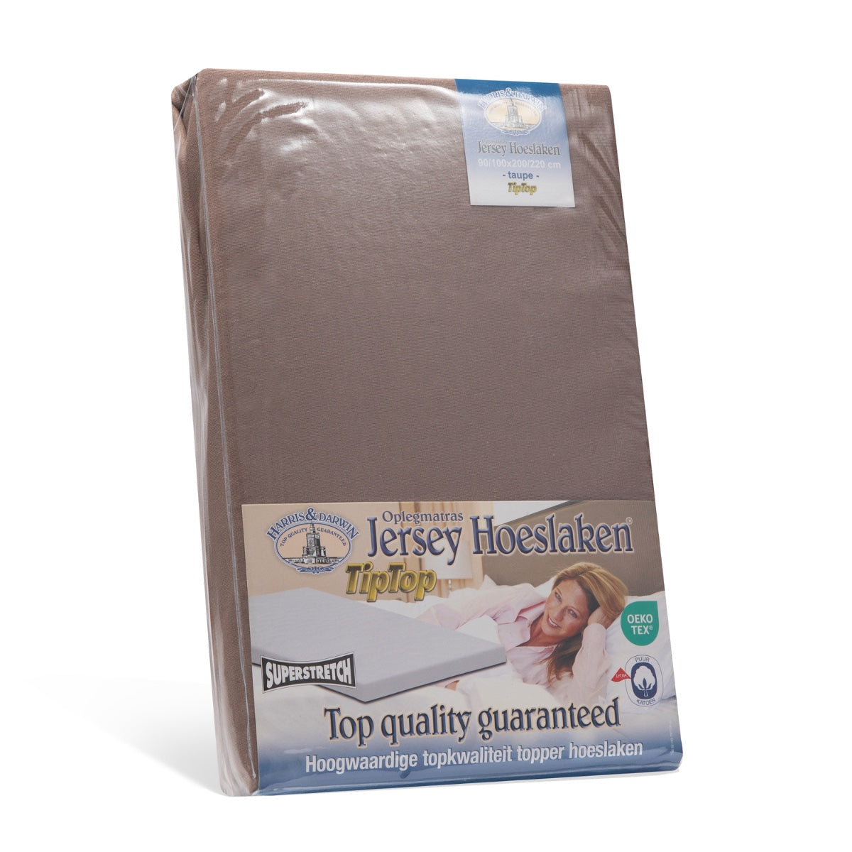 Harris&Darwin - Hoeslaken -  Jersey - Taupe - 90x200cm