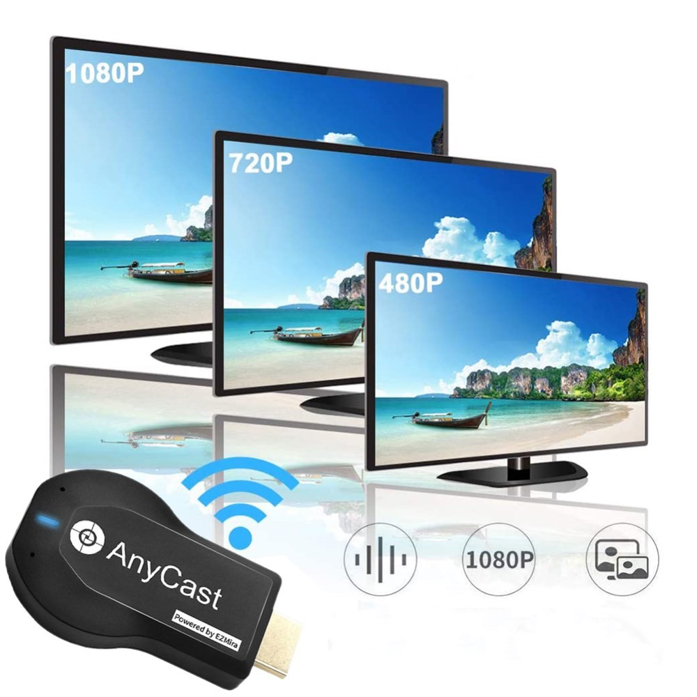 2.4GHz HDMI WiFi 1080p Streaming Dongle Anycast Player Adapter für iOS / MacOS und Android / Windows (DLNA / Miracast / Airplay) - Schwarz