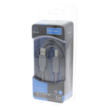 Q-Link USB kabel 2.0 printer/scanner 2 meter grijs