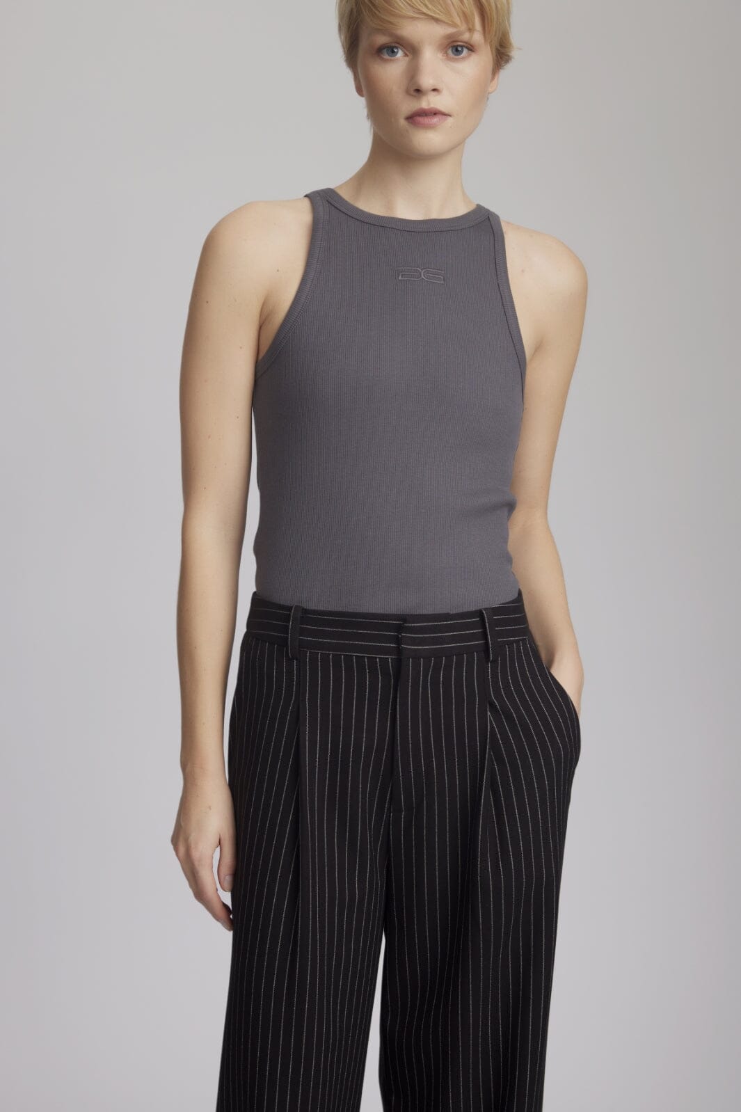 Gestuz Drewgz Sl Logo Tank 190203 gray pinstripe