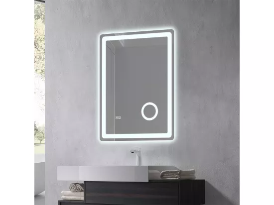 Miroir salle de bain LED 50x70cm anti buée avec LED 3 couleurs et loupe x3 LB-3612