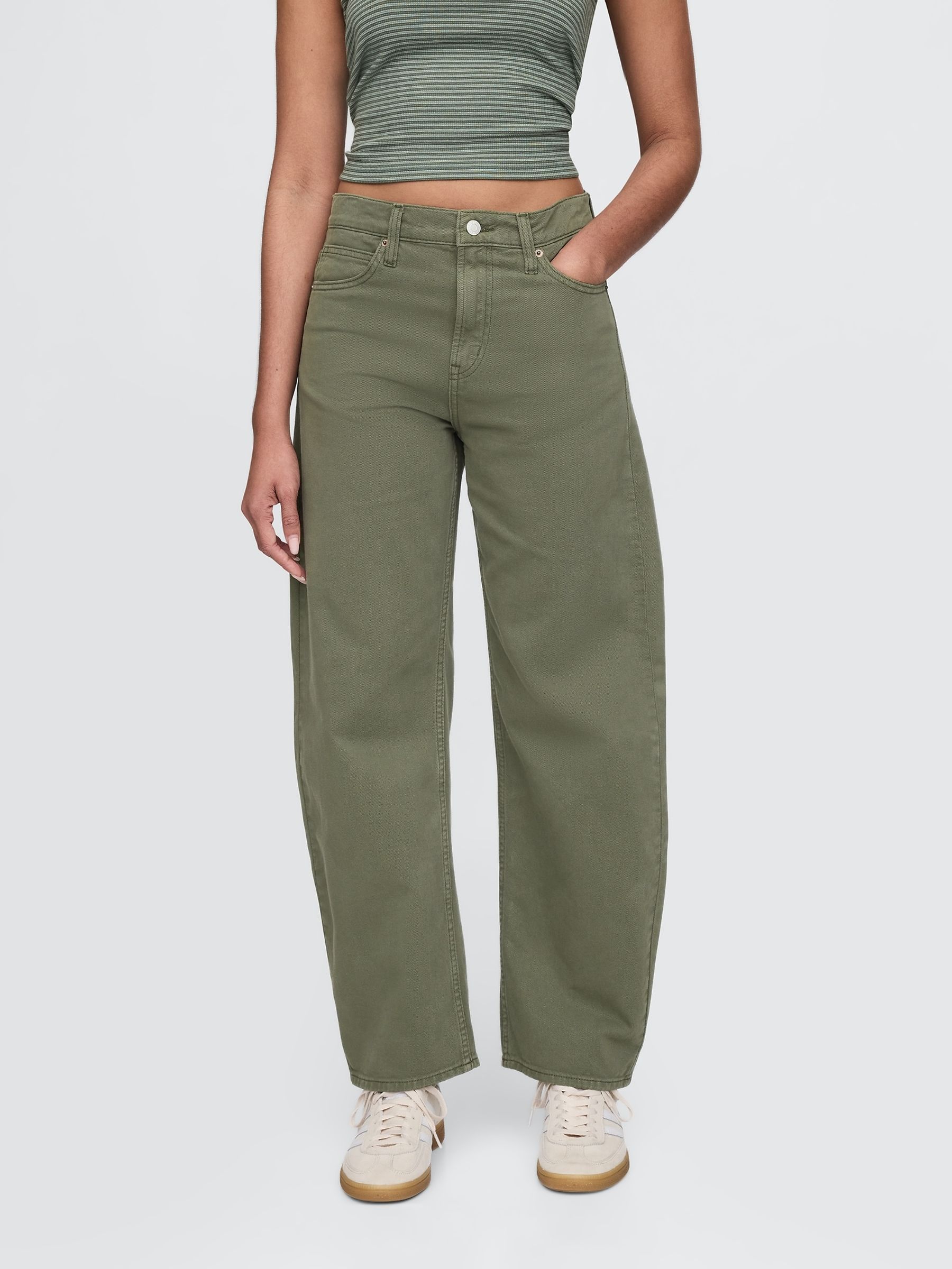 Groen - Gap jeans met hoge taille en toelopende pijpen
