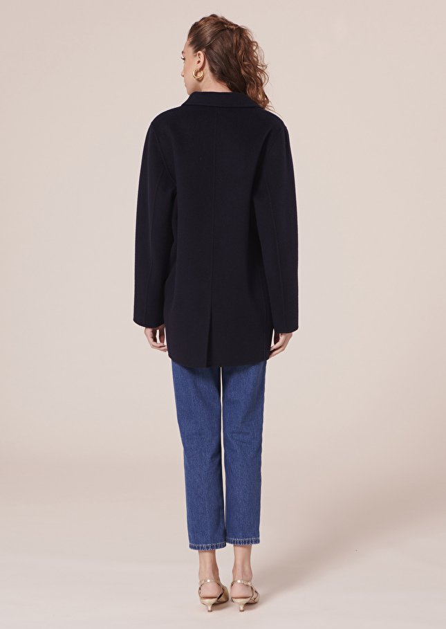 Veste Virgiliobleu nuit en laine double face