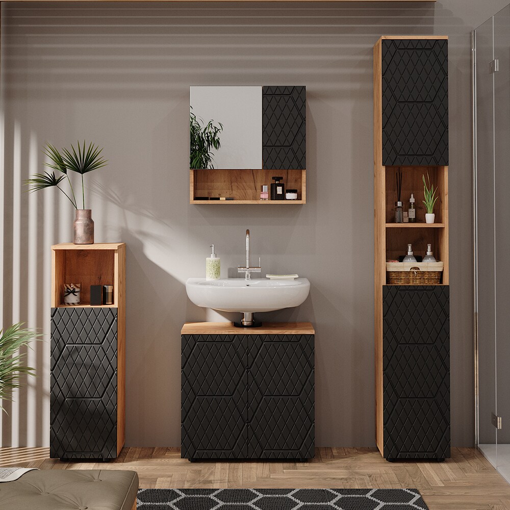 Vicco Midischrank Irma Eiche Anthrazit 30 x 95 cm Badezimmer