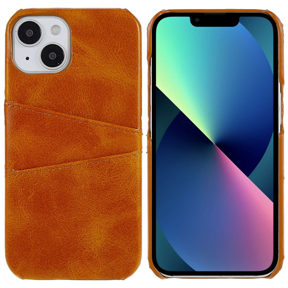 iPhone 14 Leder Hülle Snap Case   Kartenfach - Hellbraun