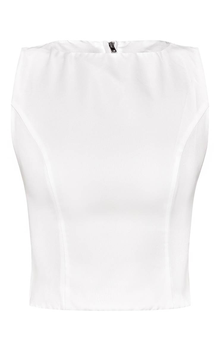 Blanc Haut Col Bateau En Popeline De Coton Ensemble Coordonné