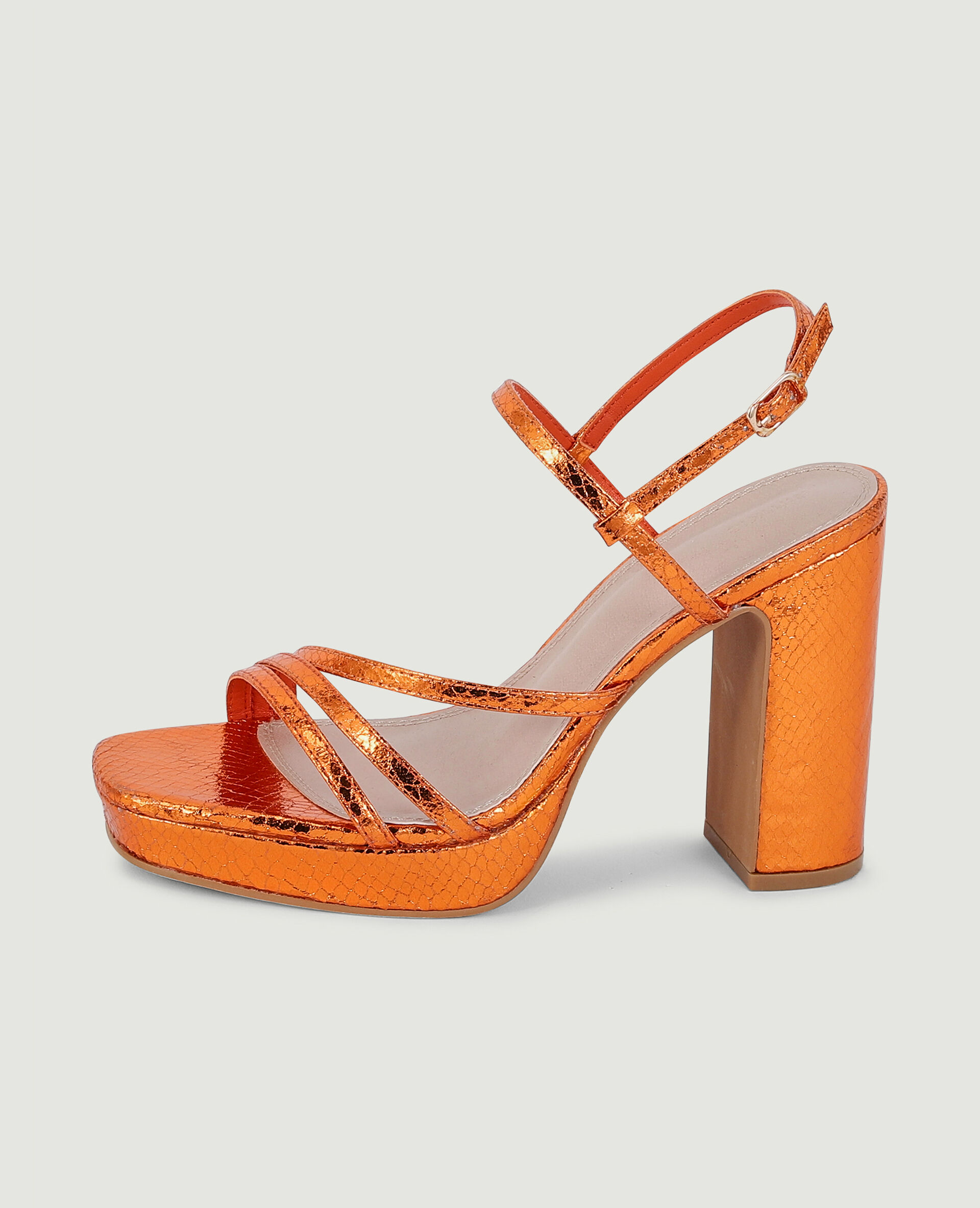 Sandales plateformes effet serpent - Orange