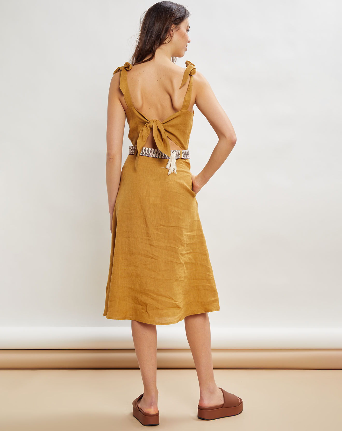La Petite Francaise Robe 100% Lin Ritchie ocre