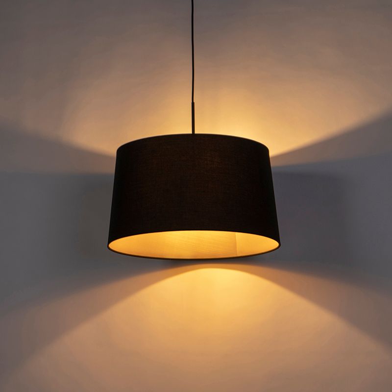 Hanglamp met katoenen kap zwart met goud 50 cm - Combi