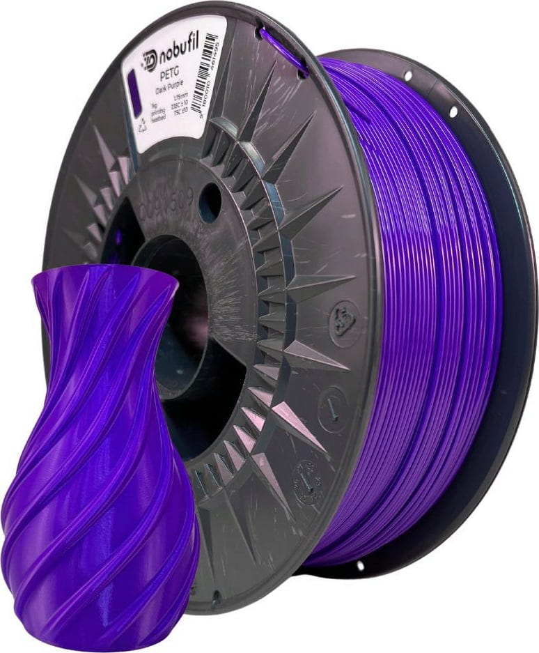 Nobufil  PETG Dark Purple, 1,75 mm / 1000 g    Leicht zu druckendes PETG Filament aus recyceltem Kunststoffabfall in Dark Purple