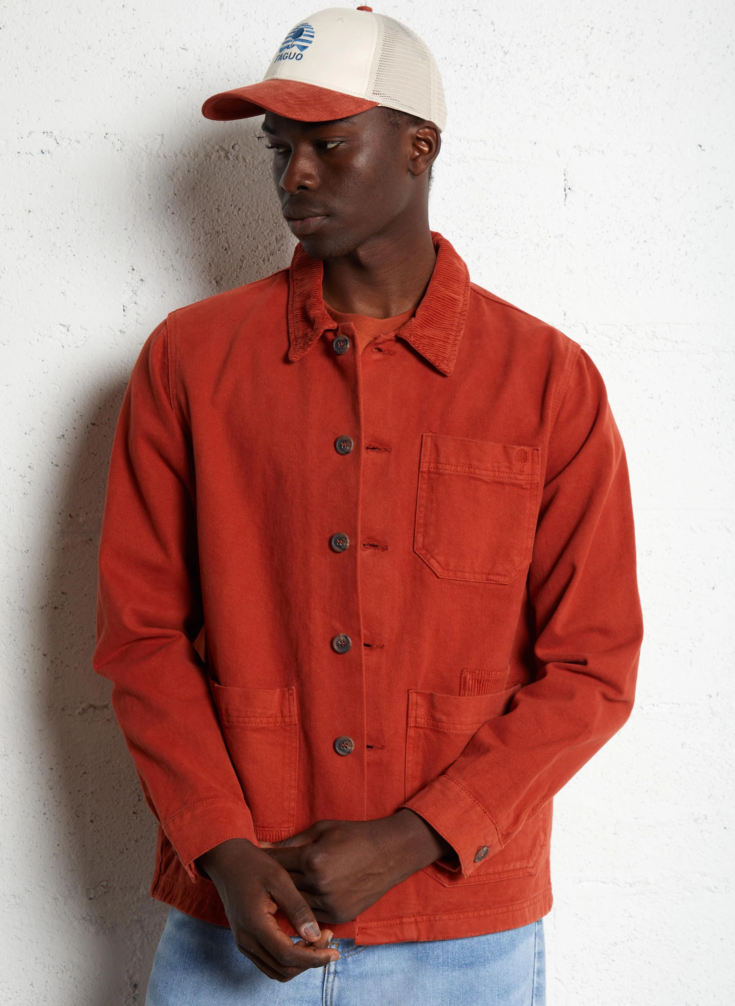 GAVRE - Veste col classique en coton | Rouge