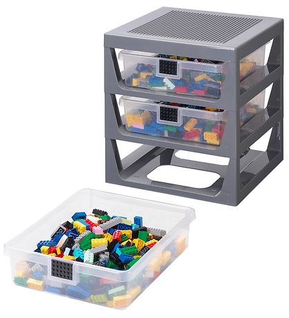 LEGO® Storage Aufbewahrung m. 3 Schubladen - 32x34x37 - Grau