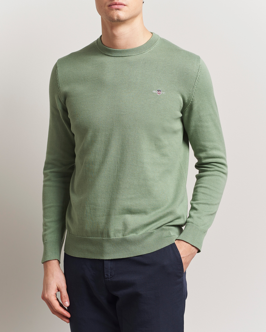 GANT Classic Cotton Crew Neck Kalamata Green