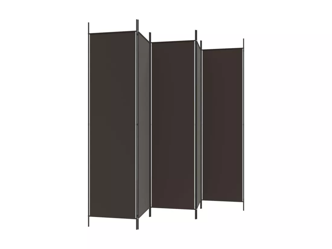 Cloison de séparation 5 panneaux Marron 250x200 cm Tissu