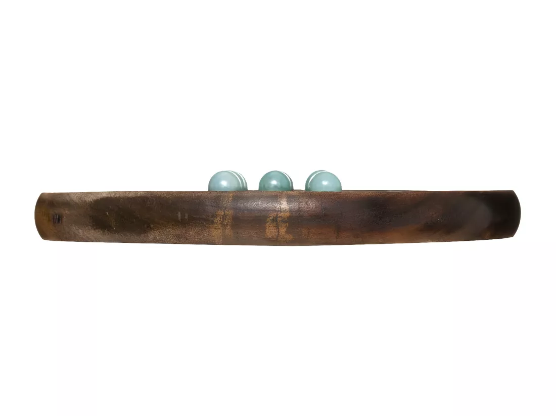 Objet déco Jeu de solitaire avec Support en Bois de Manguier et Billes en Verre