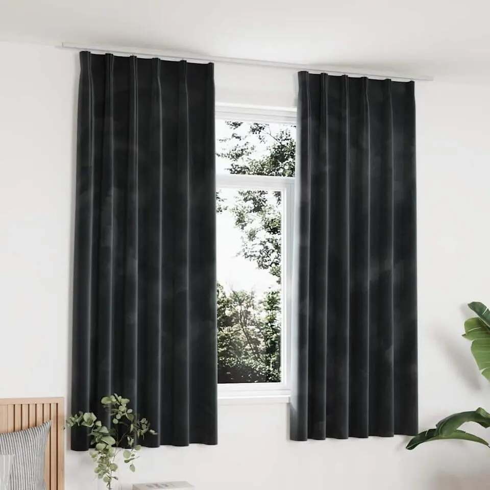 vidaXL - Gordijn - Antraciet - Fluweel - 140 x 175 cm - 2 stuks
