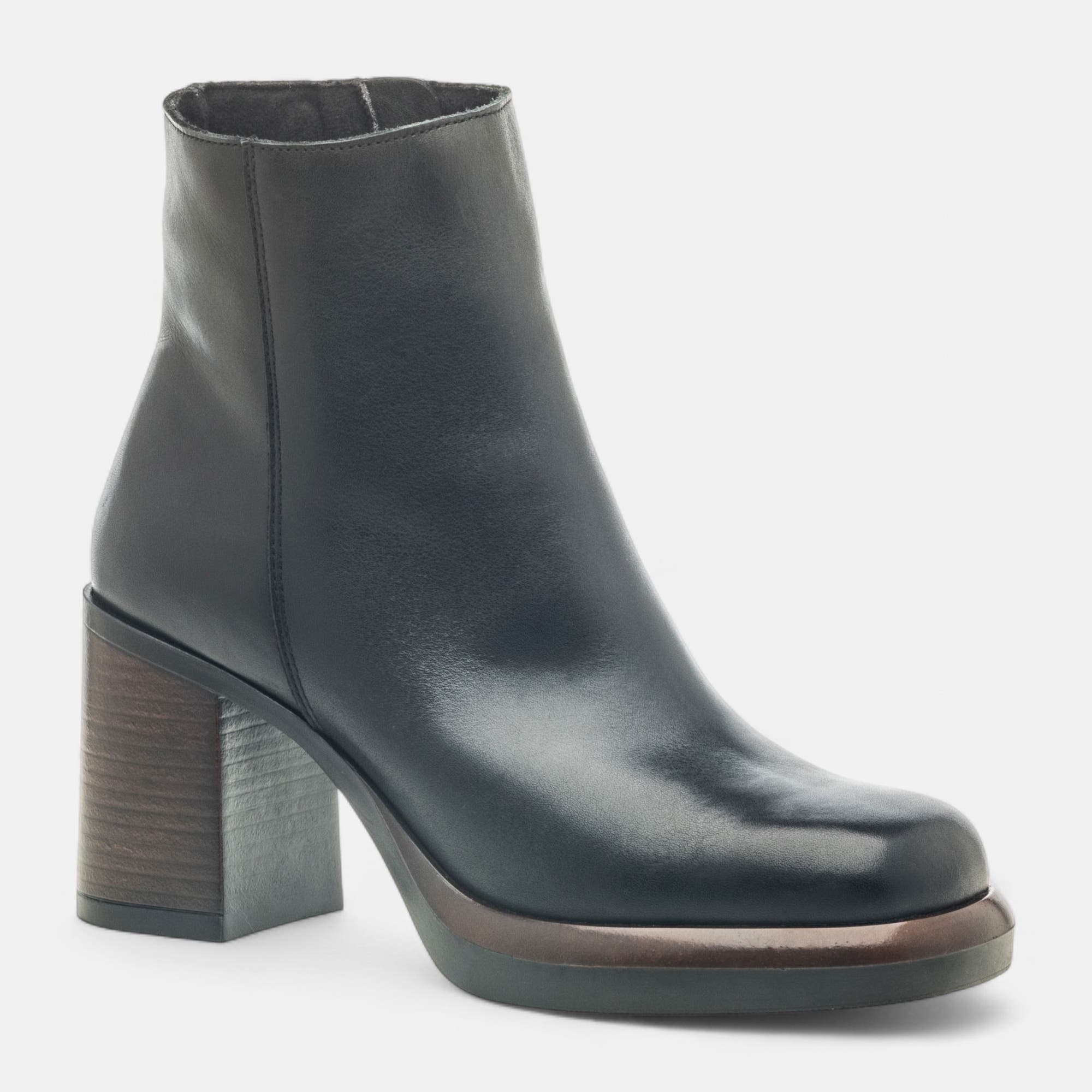 Bottines à talon Femme en cuir noir