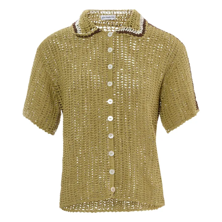 She Made Me Chemise Rahi Crochet | Vert kaki