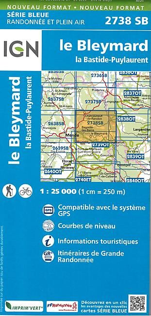 IGN - 2738 SB LE BLEYMARD 1 25 000