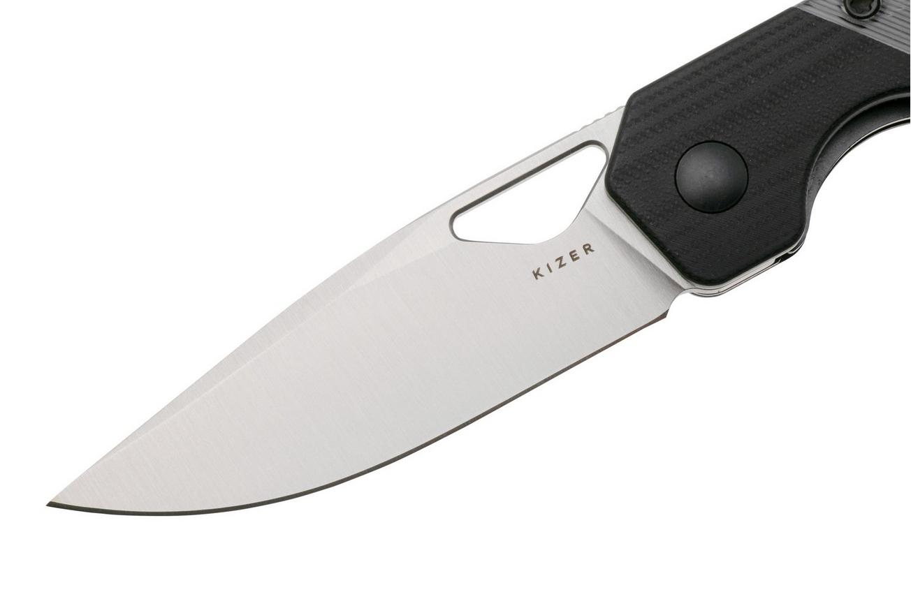 Kizer Vanguard Mini Militaw V3634SA3 Liner Lock, Satin Nitro-V, Black G10, Acrylic Inlay, zakmes, Jonathan Styles design