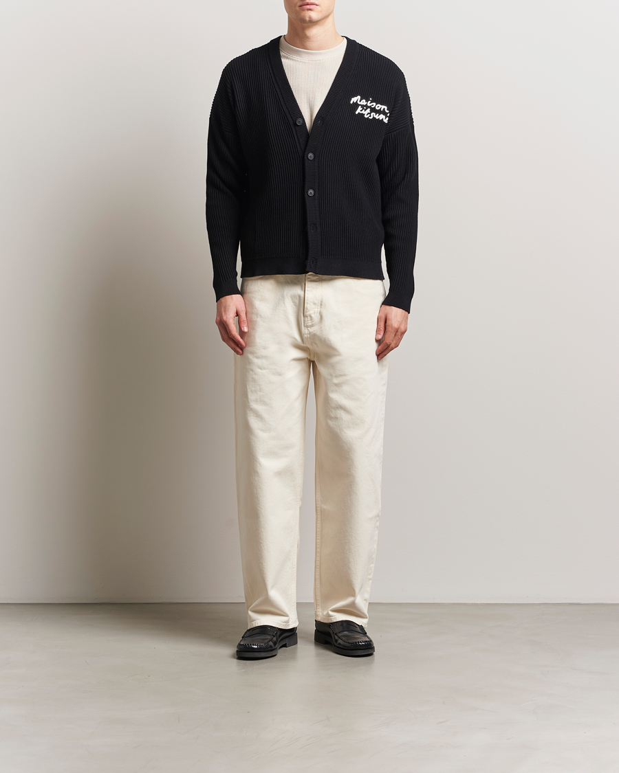 Maison Kitsuné Handwriting Rib Knitted Cardigan Black