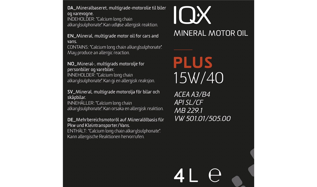 IQ-X PLUS 15W/40 motorolie 4 liter