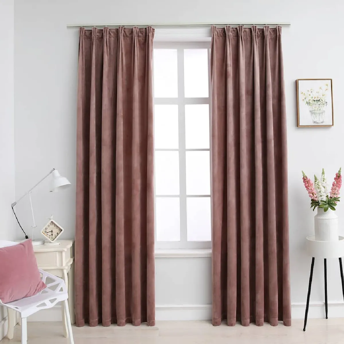 vidaXL Rideaux occultants Velours - Rose antique