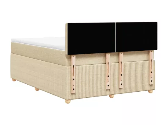 Sommier à lattes de lit avec matelas Crème 160x200 cm Tissu