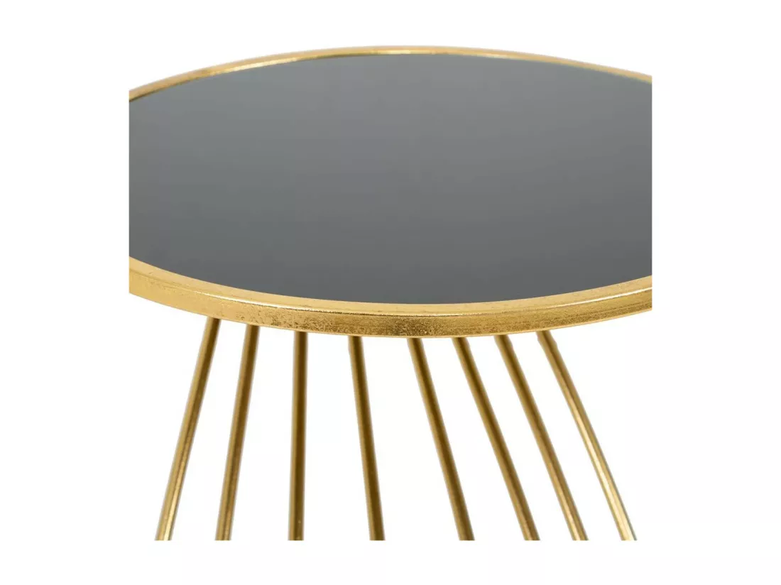 Table d'appoint en métal doré avec surface en verre d43x73h