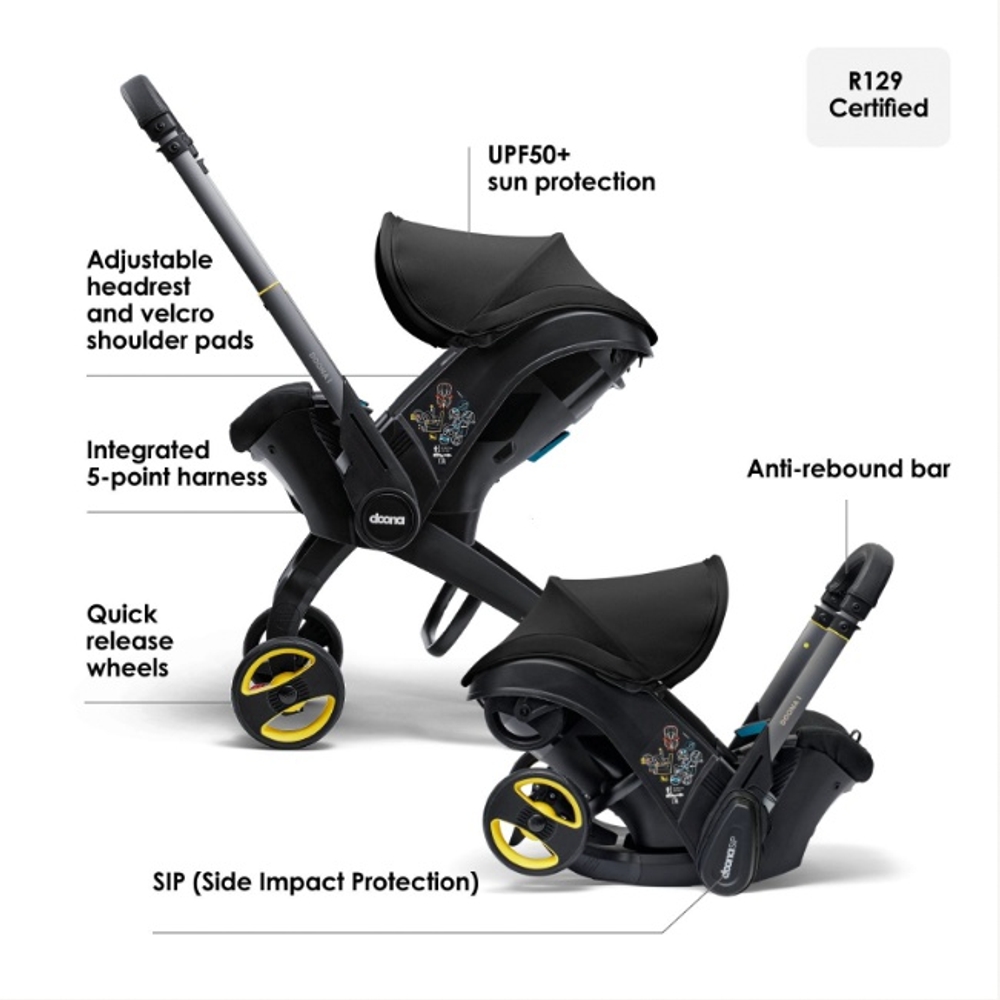 Doona Autositz und Kinderwagen Schwarz Gruppe 0+
