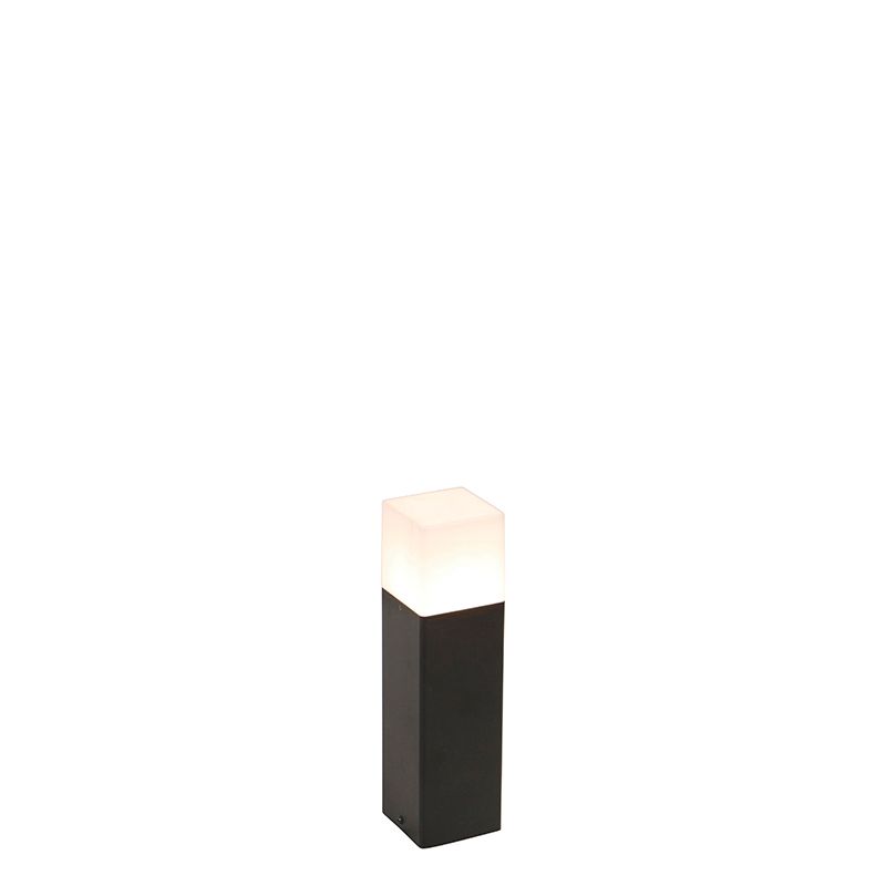 Staande buitenlamp zwart met opaal witte kap 30 cm - Denmark
