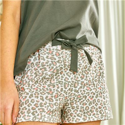 Pyjama short femme motif léopard - BECQUET CRÉATION