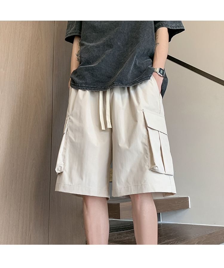Urtishia - Effen cargoshorts met trekkoordtaille