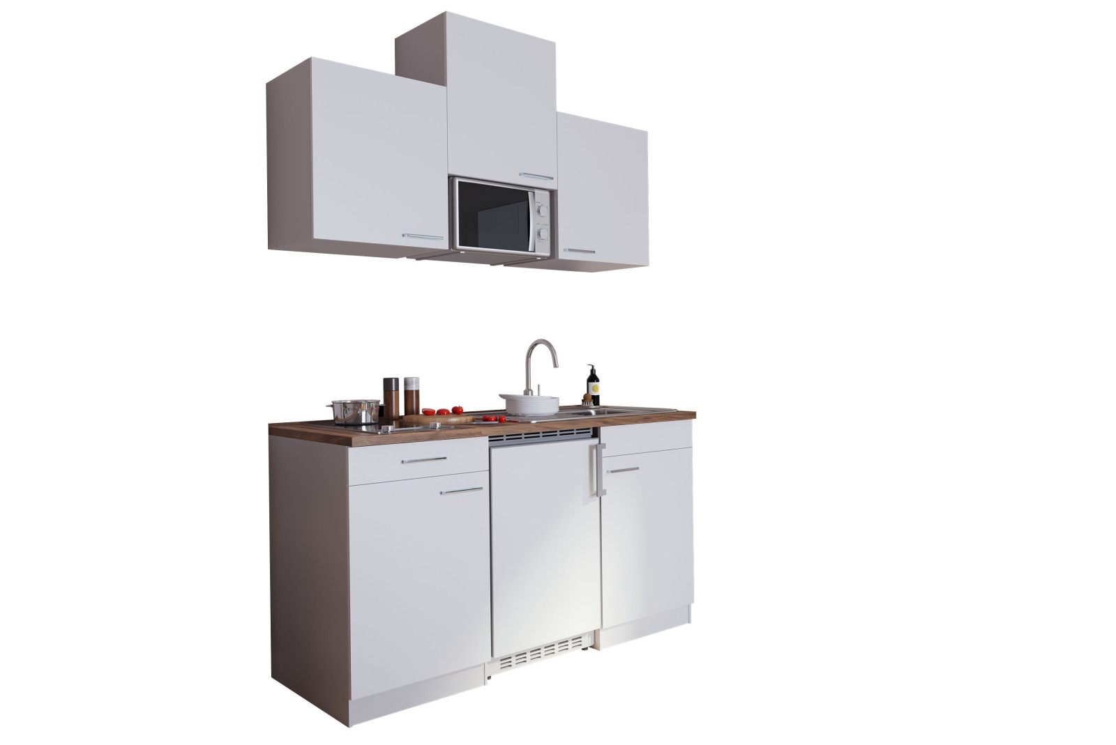 RESPEKTA Küchenzeile - weiß - mit E-Geräten - 150 cm