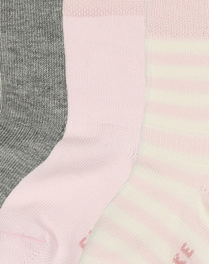 Strümpfe UNI & STRIPES 3er Pack in rosa/grau