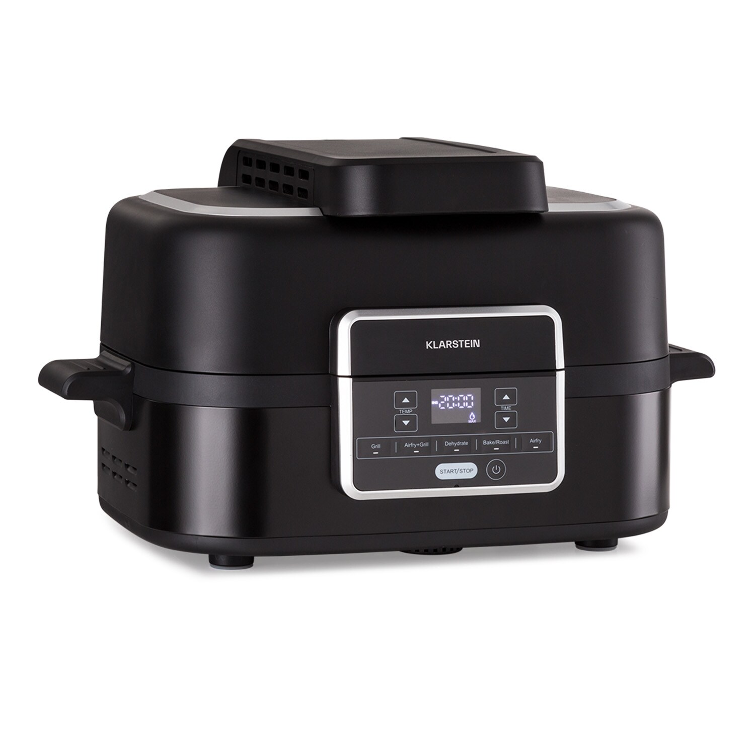 Combo Air Grill-Heißluftfritteuse 5 Programme 1500 Watt 4,5 L Grillkorb 2,5 L Frittierkorb Schwarz