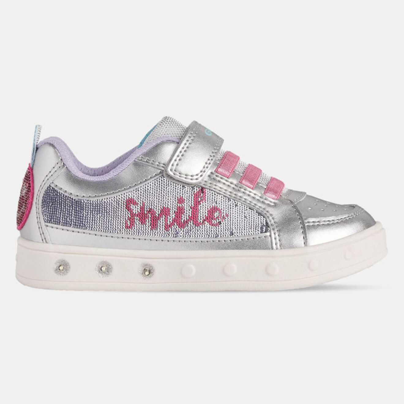 Geox Baskets Skylin à scratchs métallisé argentées