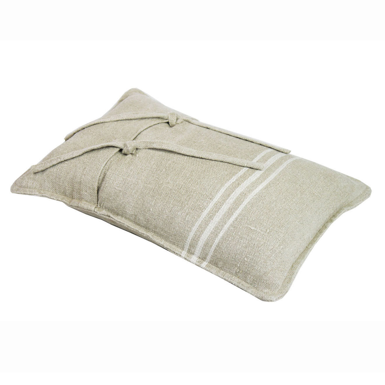 En Fil d'Indienne Housse de coussin Lin Franges blanche - 30x45 cm